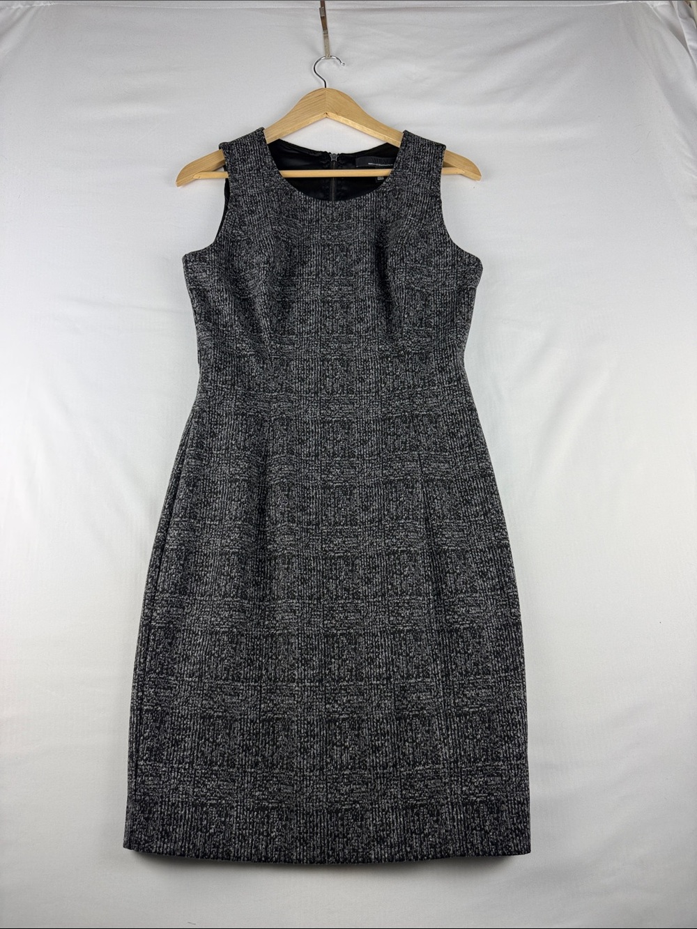 White House Black Market Tweed Sheath Dress Gray Sleeveless Size 4